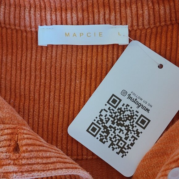 Orange Cropped Corduroy Jacket Football Sequin Raw Hem School Collegiate NEW Lg - Picture 5 of 10